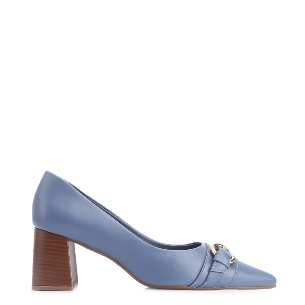 Scarpin Fivela Couro Azul - imagem 2