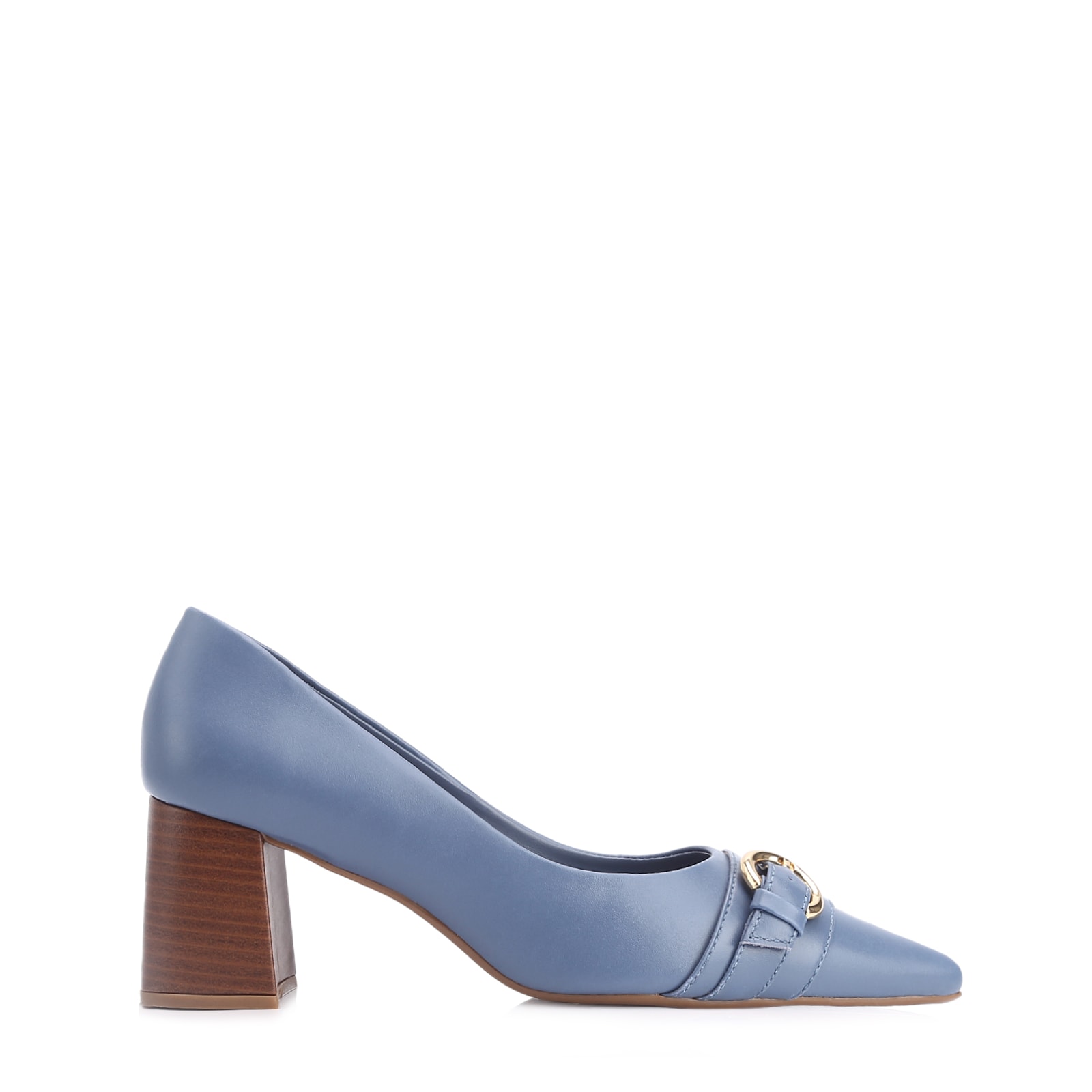 Scarpin Fivela Couro Azul