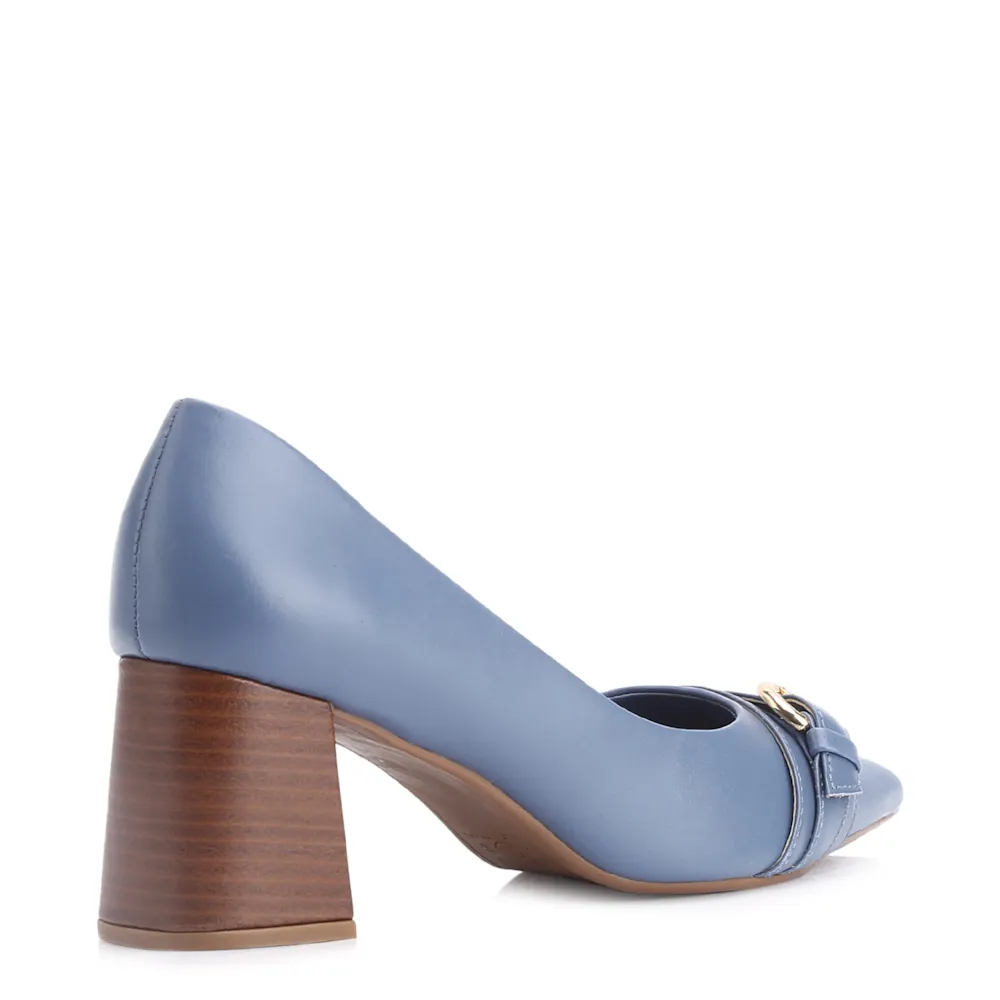 Scarpin Fivela Couro Azul - imagem 3