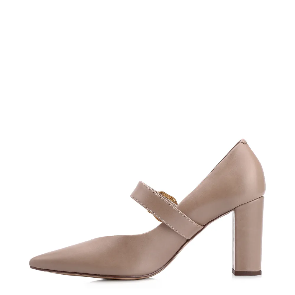 Scarpin Fivela Couro Bege - imagem 5