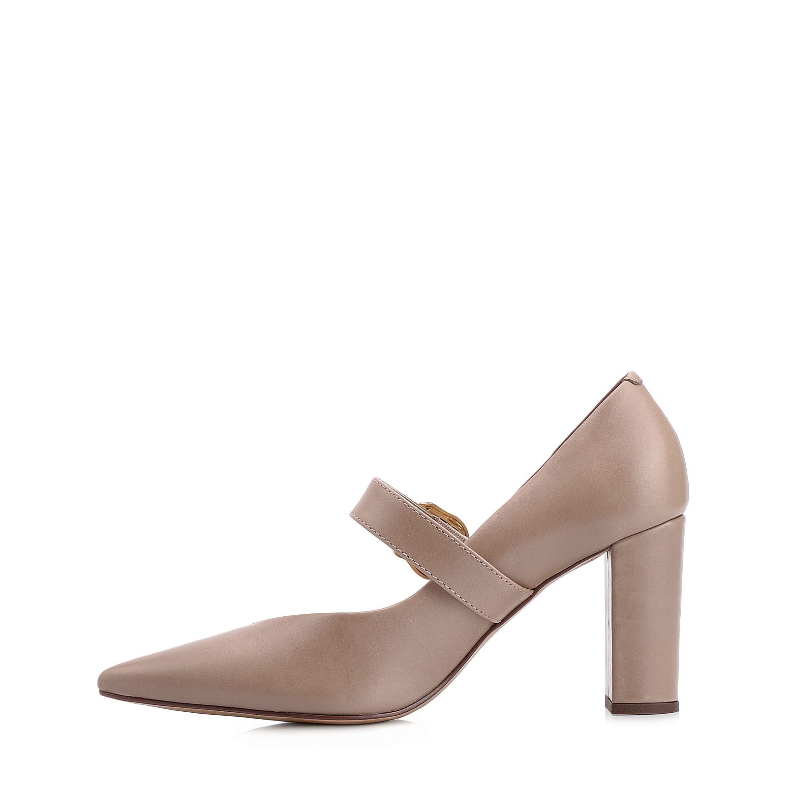 Scarpin Fivela Couro Bege