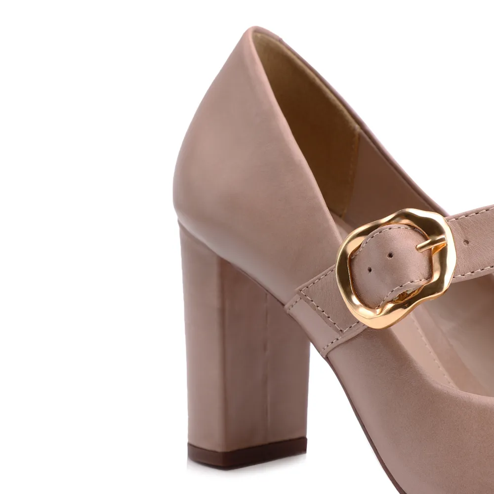 Scarpin Fivela Couro Bege - imagem 8