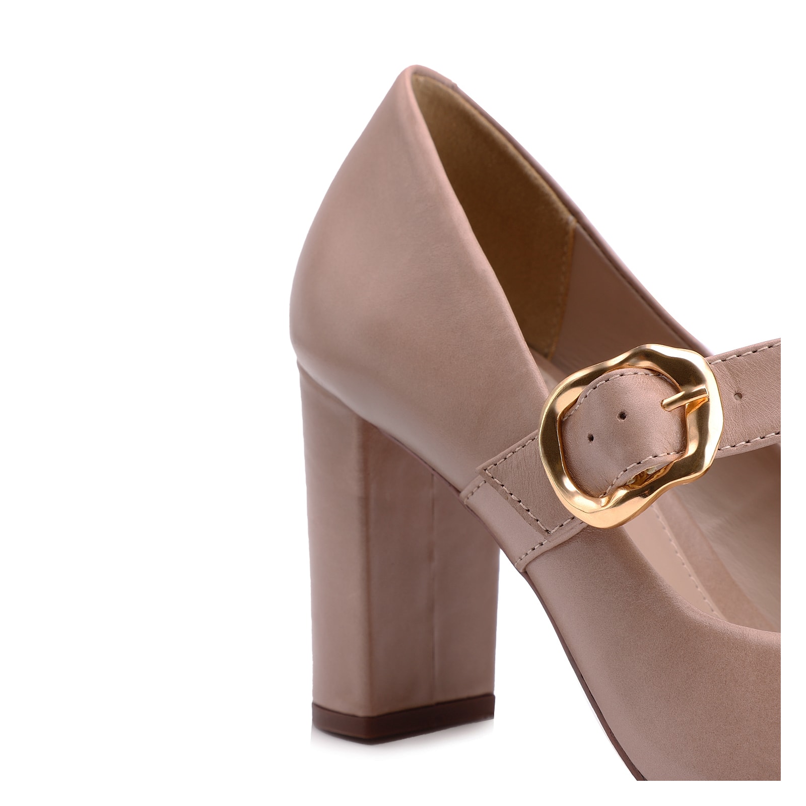 Scarpin Fivela Couro Bege
