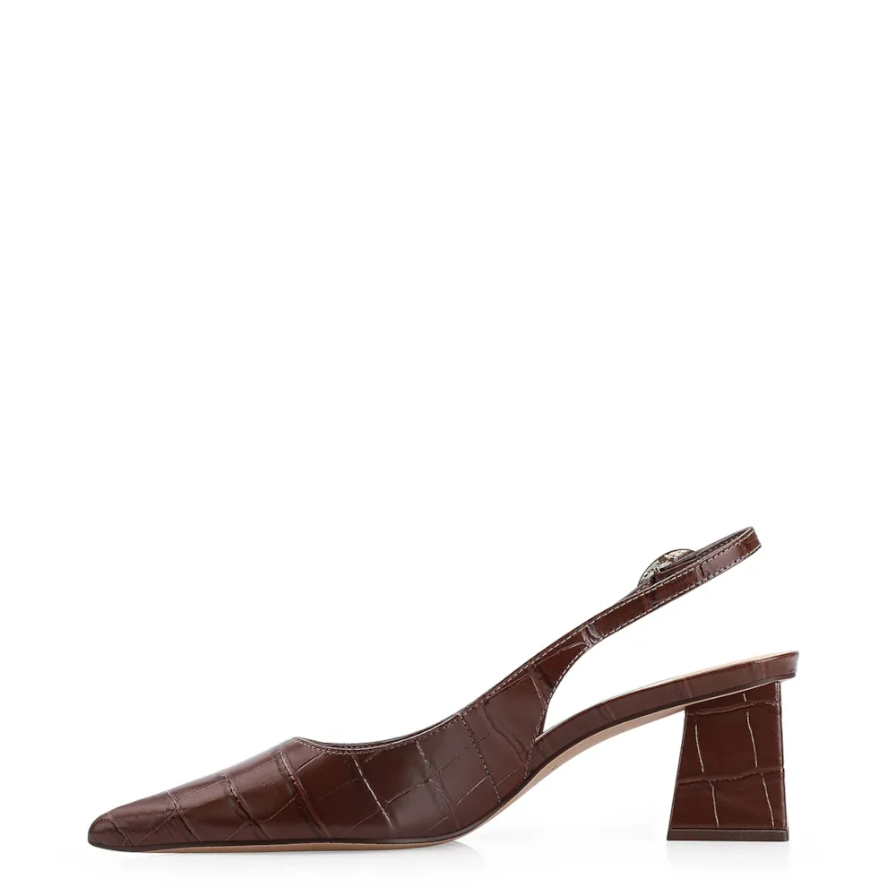 Scarpin Fivela Couro Croco Marrom - imagem 4