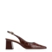 Scarpin Fivela Couro Croco Marrom - imagem 2