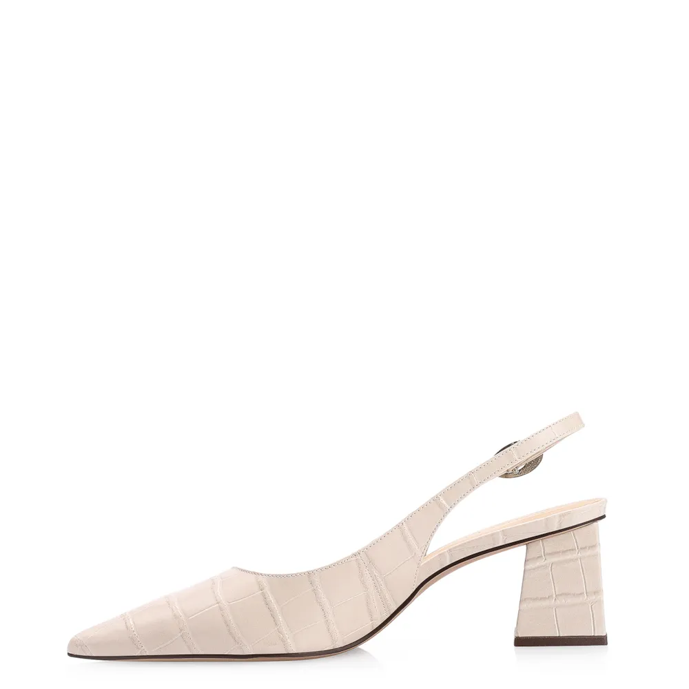 Scarpin Fivela Couro Croco Off White - imagem 4