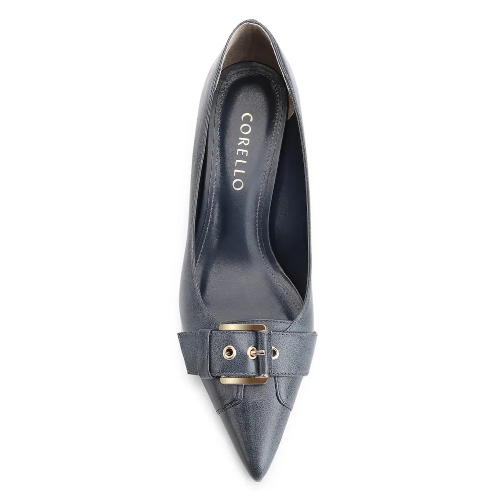 Scarpin Fivela Couro Estonado Azul - imagem 5
