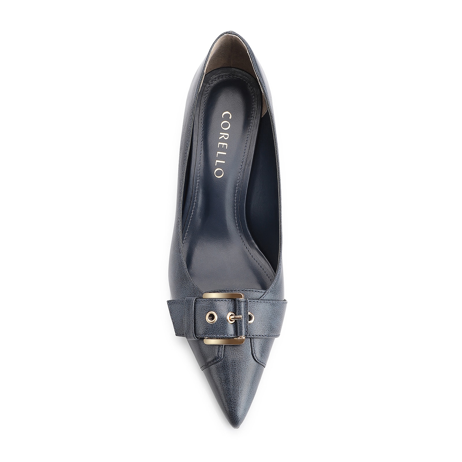 Scarpin Fivela Couro Estonado Azul