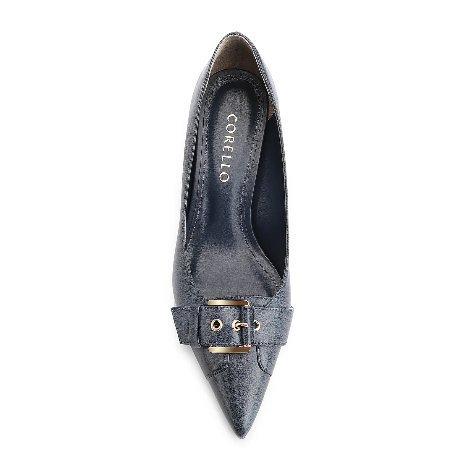 Scarpin Fivela Couro Estonado Azul