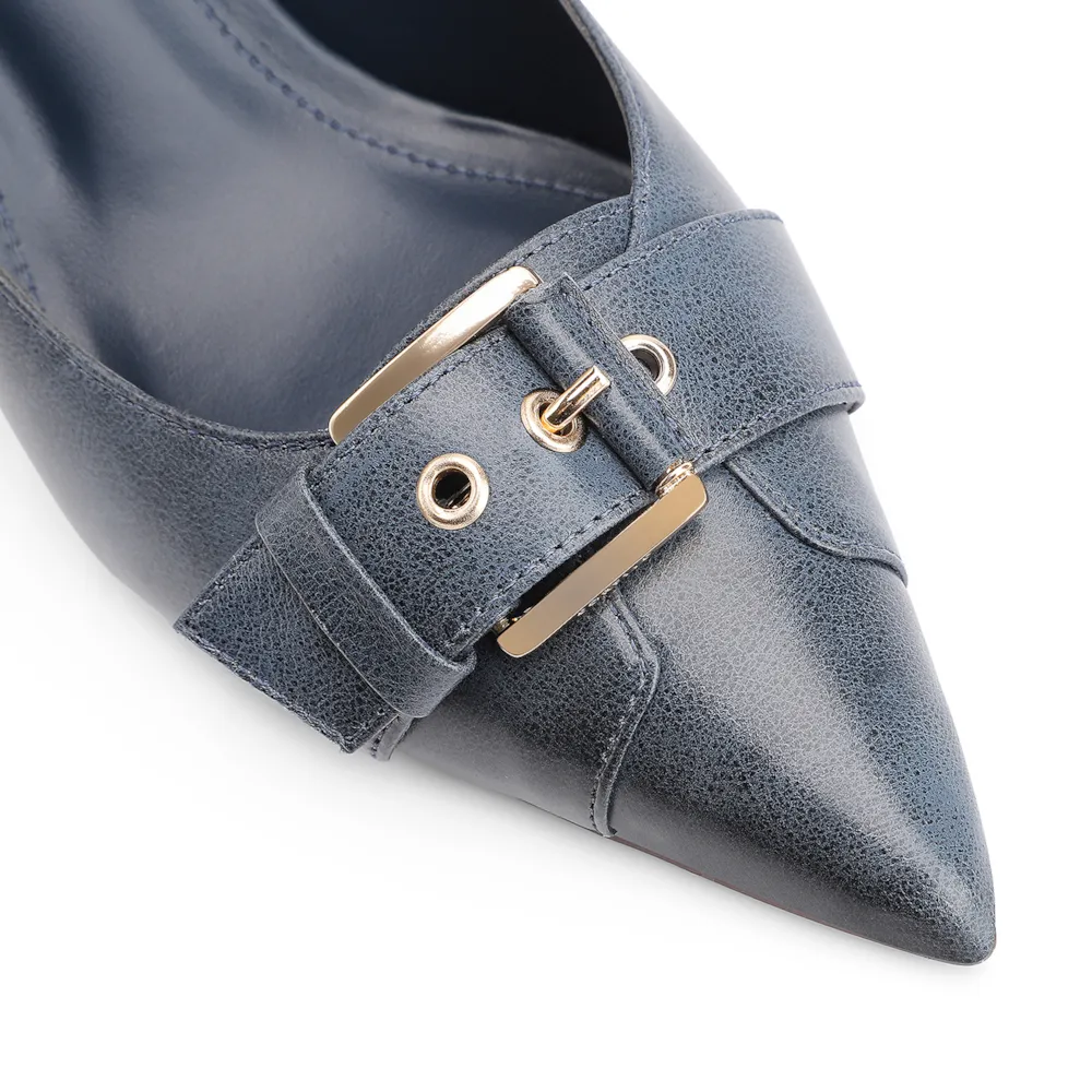 Scarpin Fivela Couro Estonado Azul - imagem 6