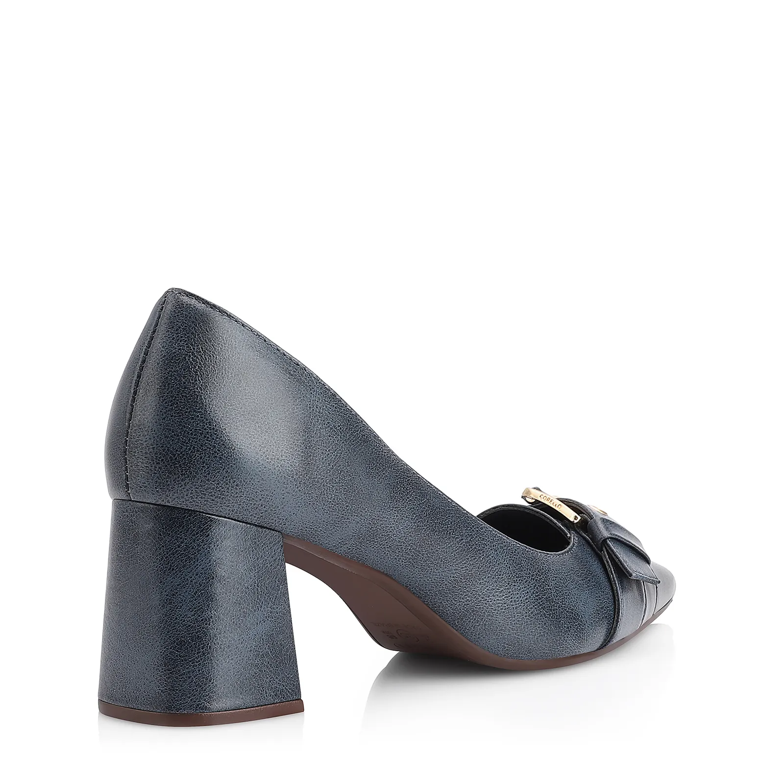 Scarpin Fivela Couro Estonado Azul