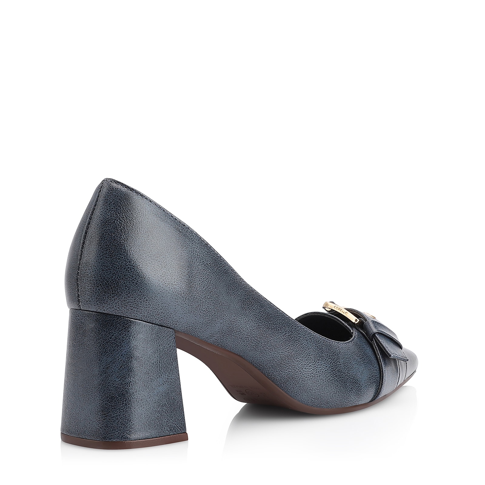 Scarpin Fivela Couro Estonado Azul