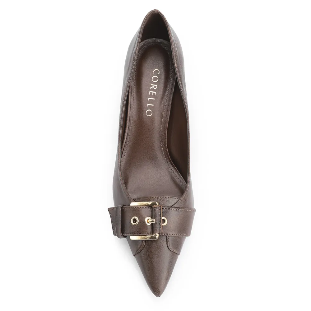 Scarpin Fivela Couro Estonado Marrom - imagem 5