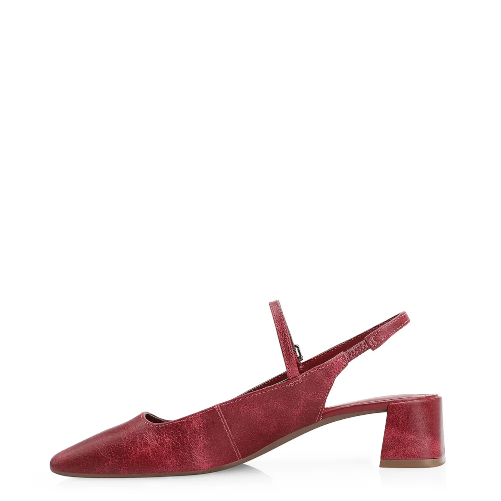 Scarpin Fivela Couro Estonado Vermelho - imagem 4