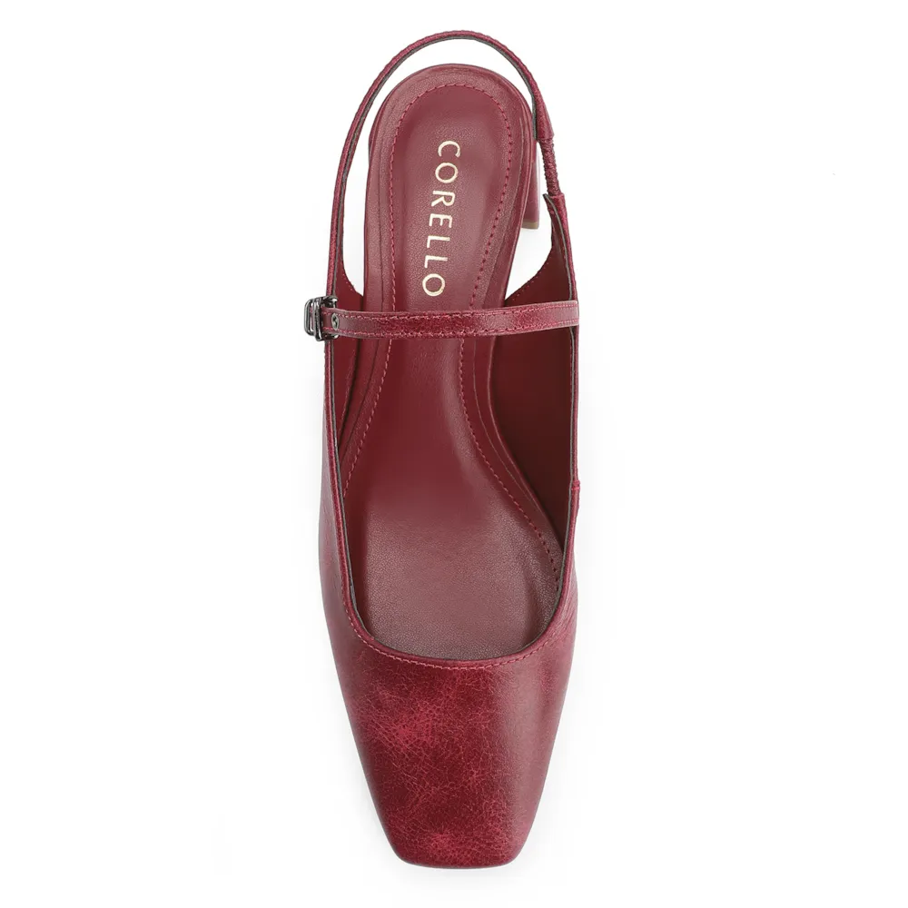 Scarpin Fivela Couro Estonado Vermelho - imagem 5