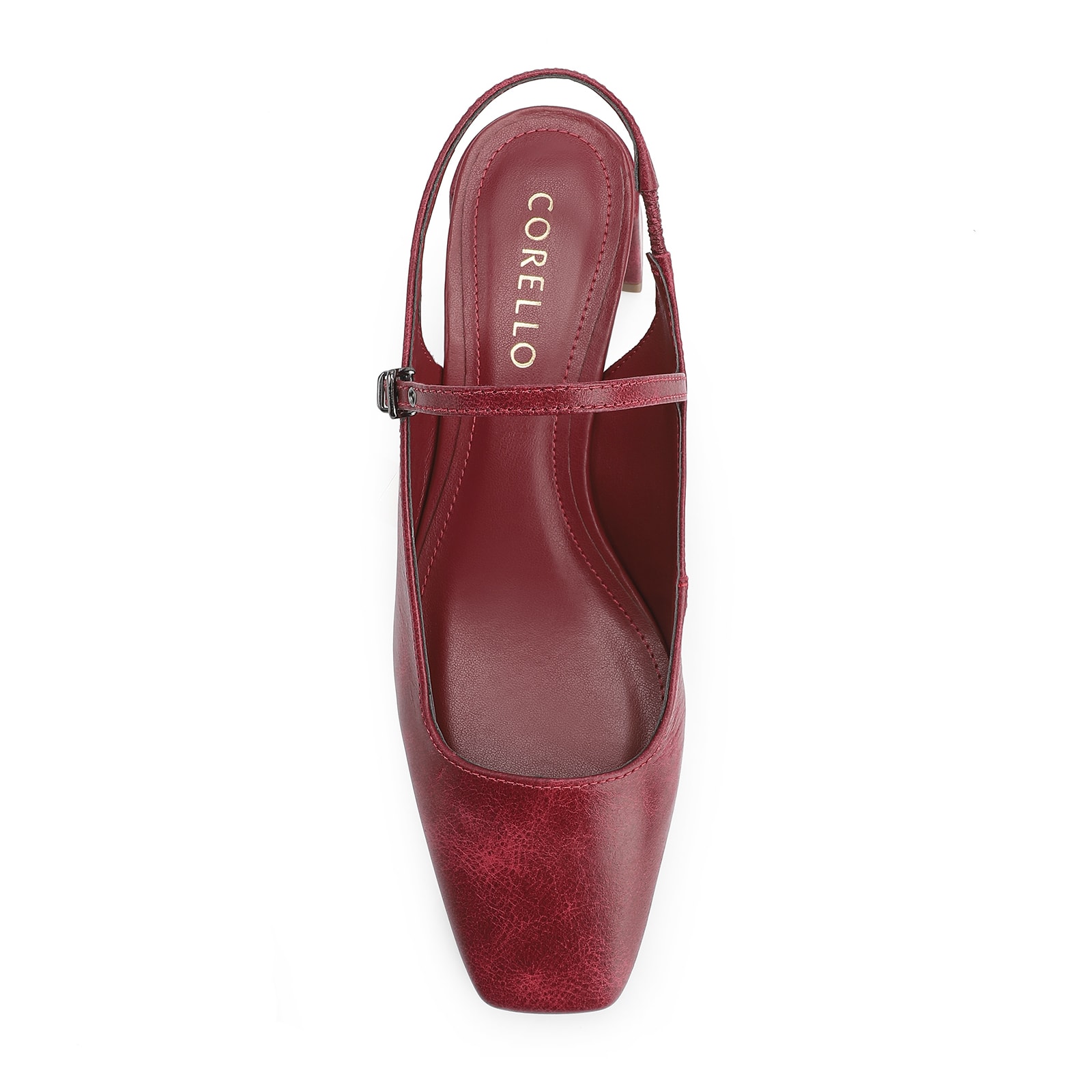 Scarpin Fivela Couro Estonado Vermelho