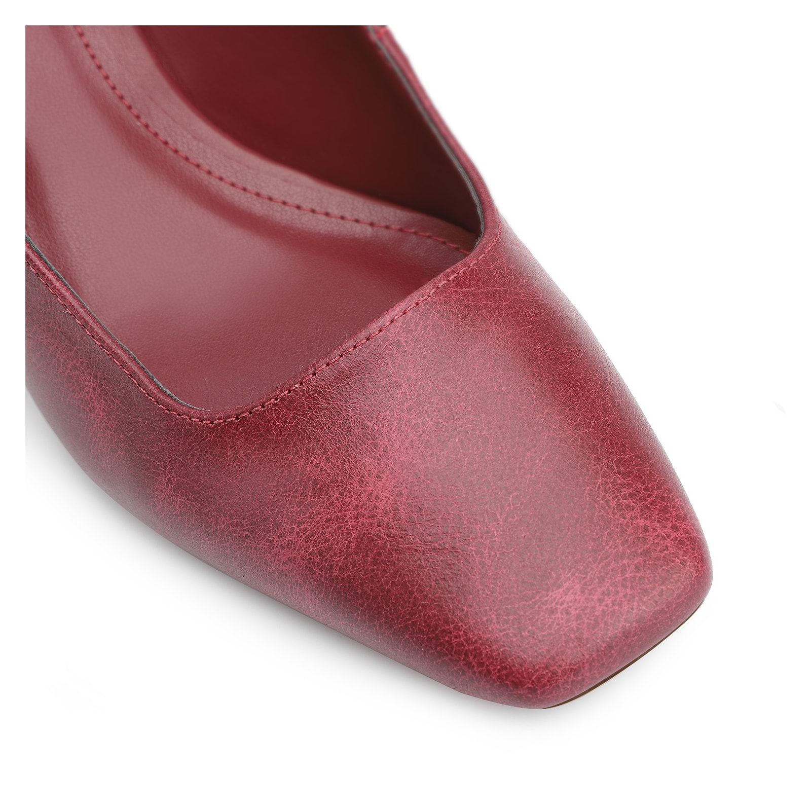 Scarpin Fivela Couro Estonado Vermelho