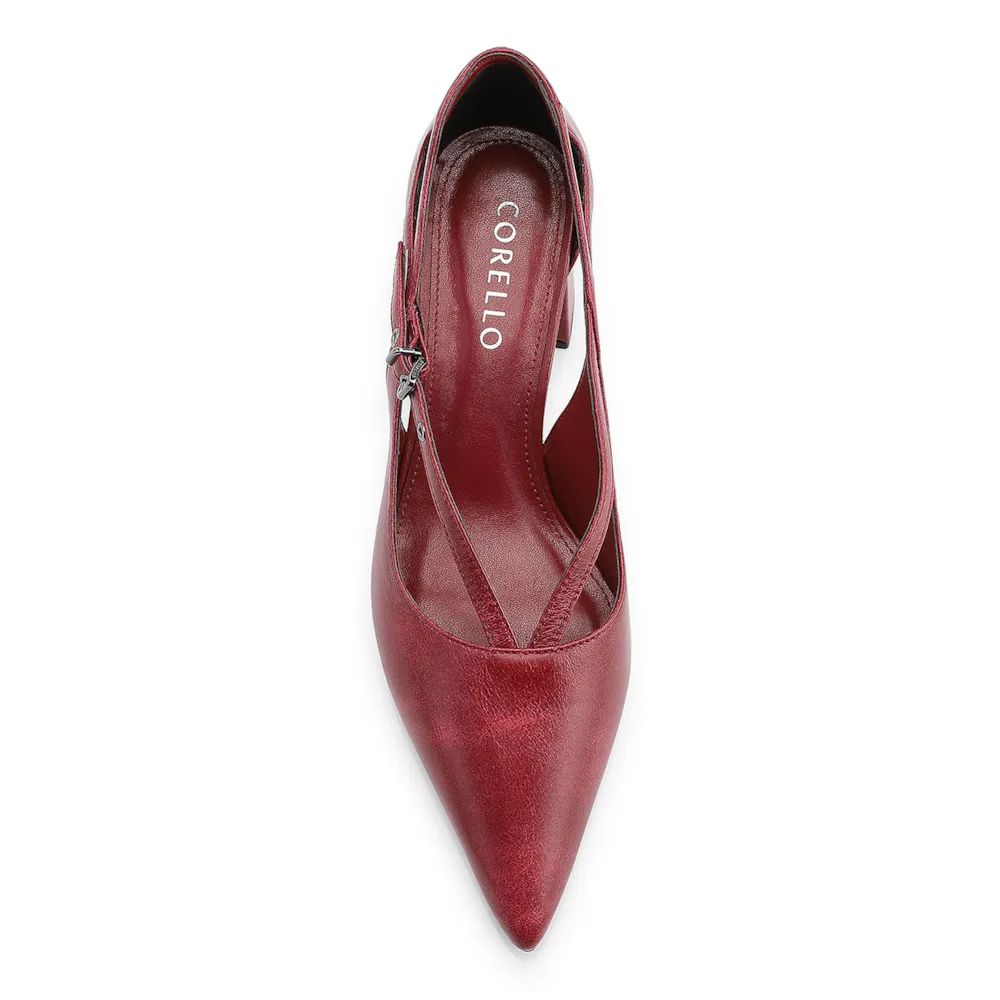 Scarpin Fivela Couro Estonado Vermelho - imagem 6
