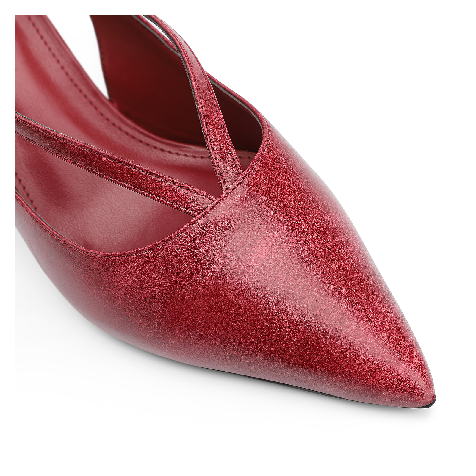 Scarpin Fivela Couro Estonado Vermelho