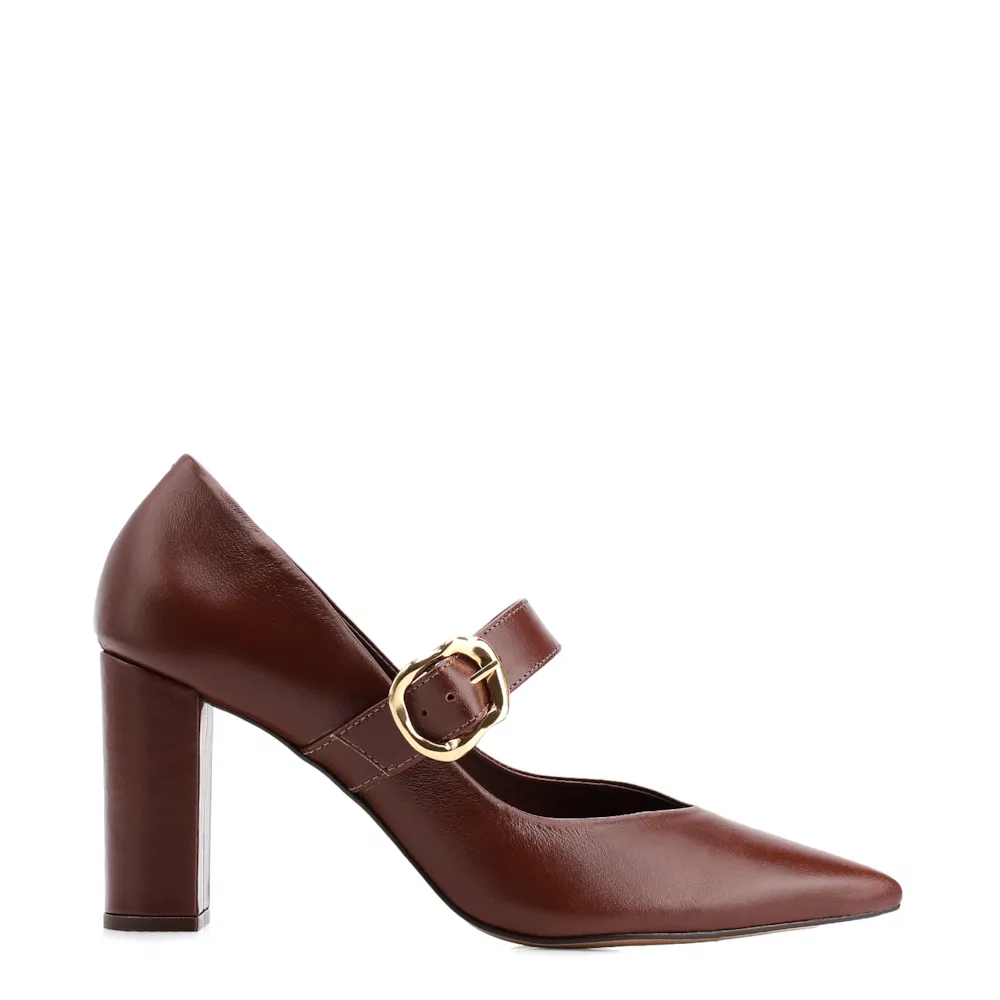 Scarpin Fivela Couro Marrom - imagem 3
