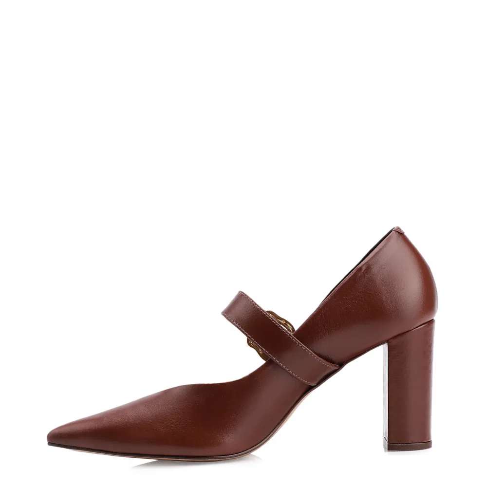 Scarpin Fivela Couro Marrom - imagem 5