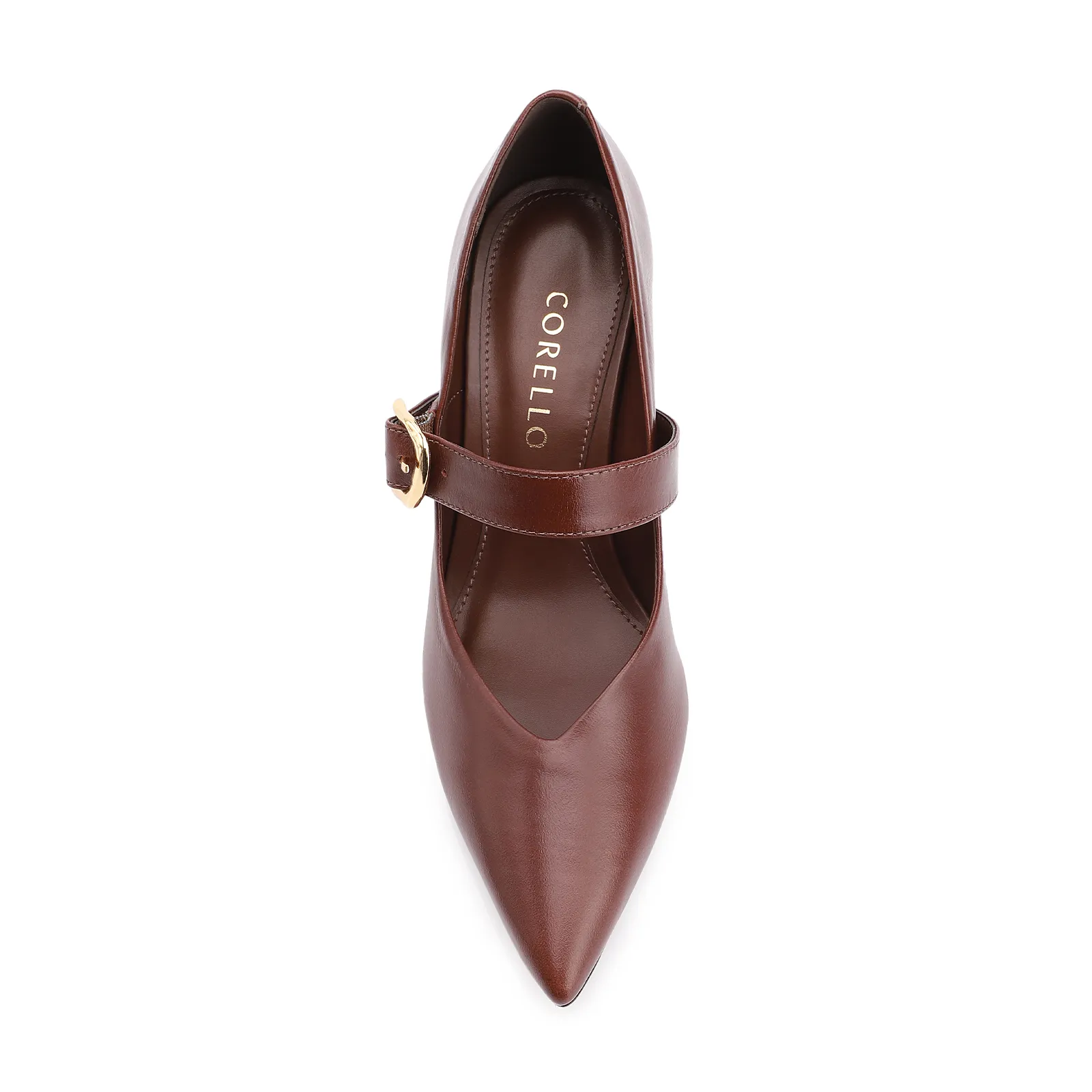 Scarpin Fivela Couro Marrom