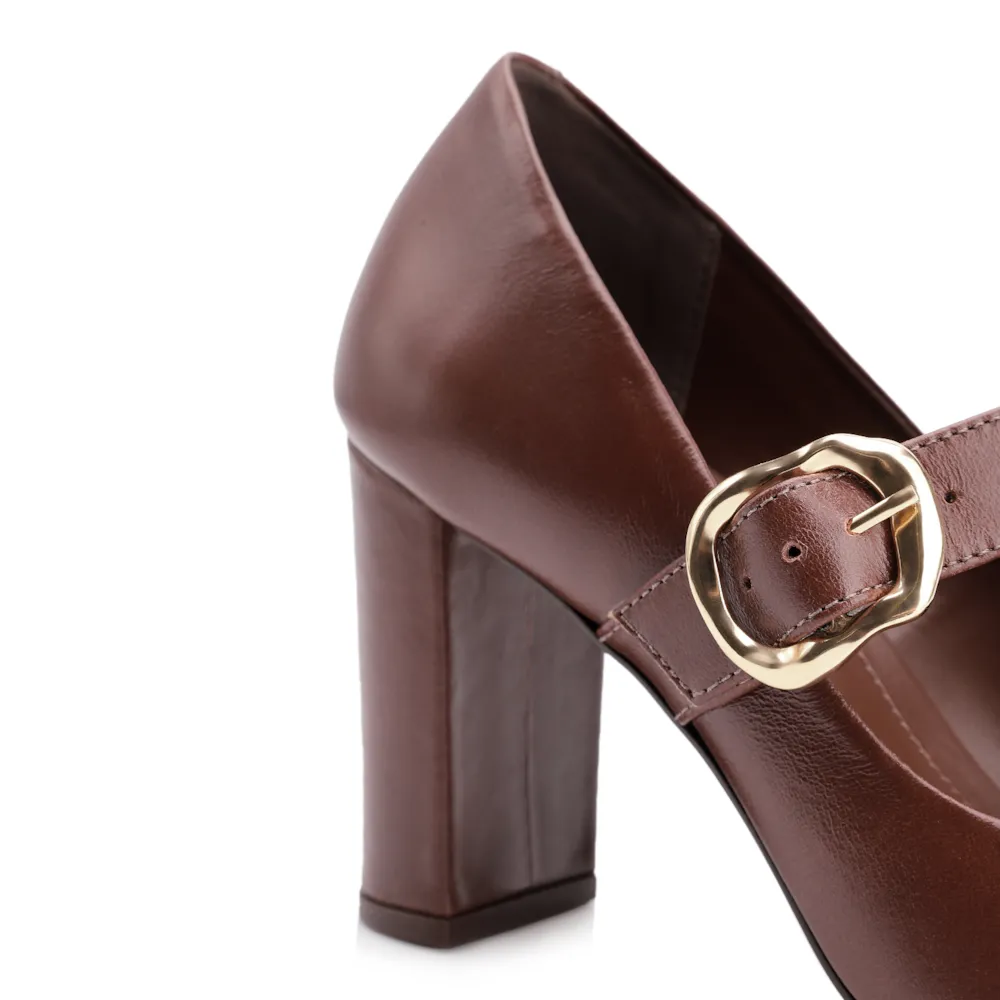 Scarpin Fivela Couro Marrom - imagem 8