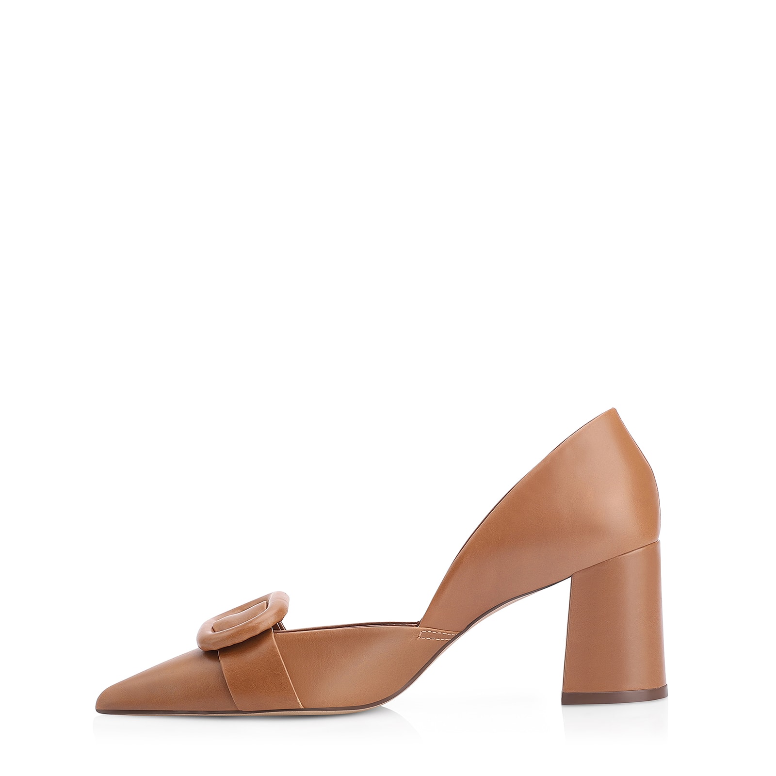 Scarpin Fivela Couro Marrom