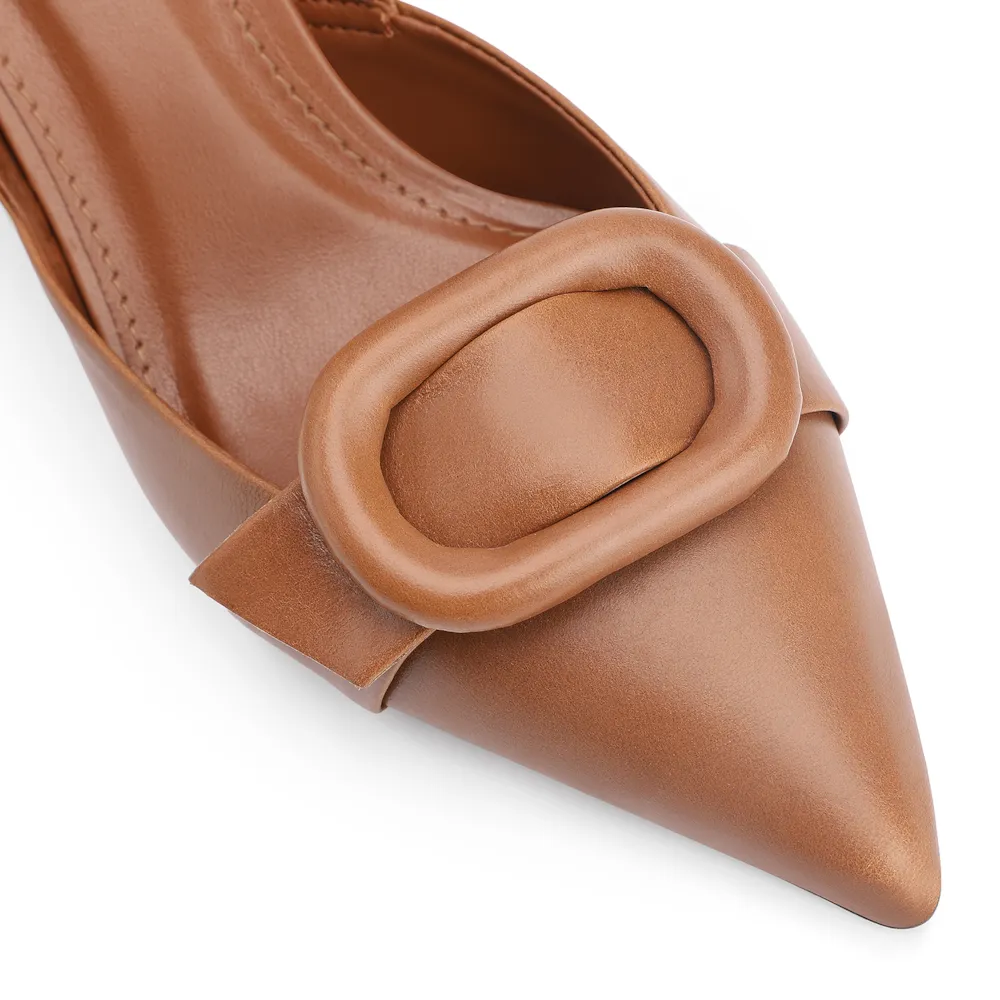 Scarpin Fivela Couro Marrom - imagem 7