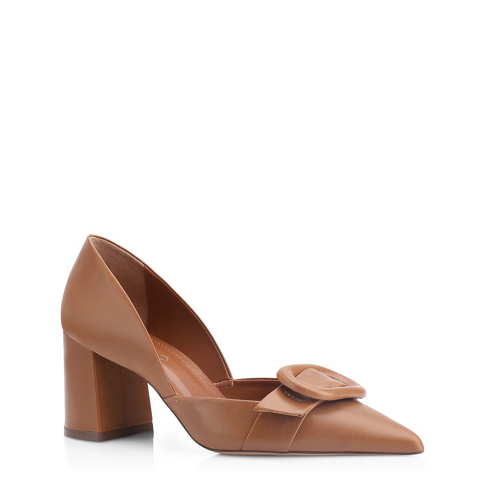 Scarpin Fivela Couro Marrom