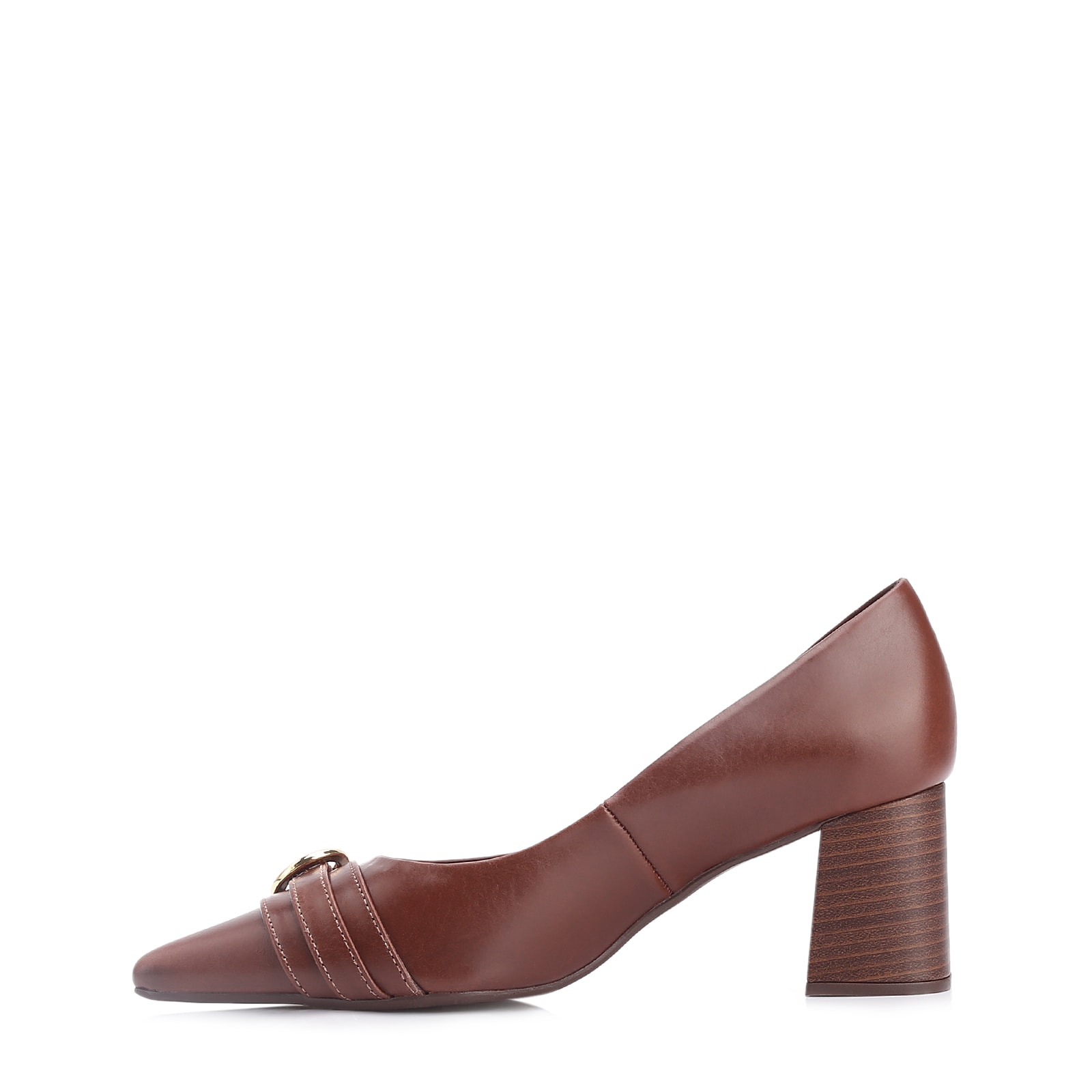 Scarpin Fivela Couro Marrom