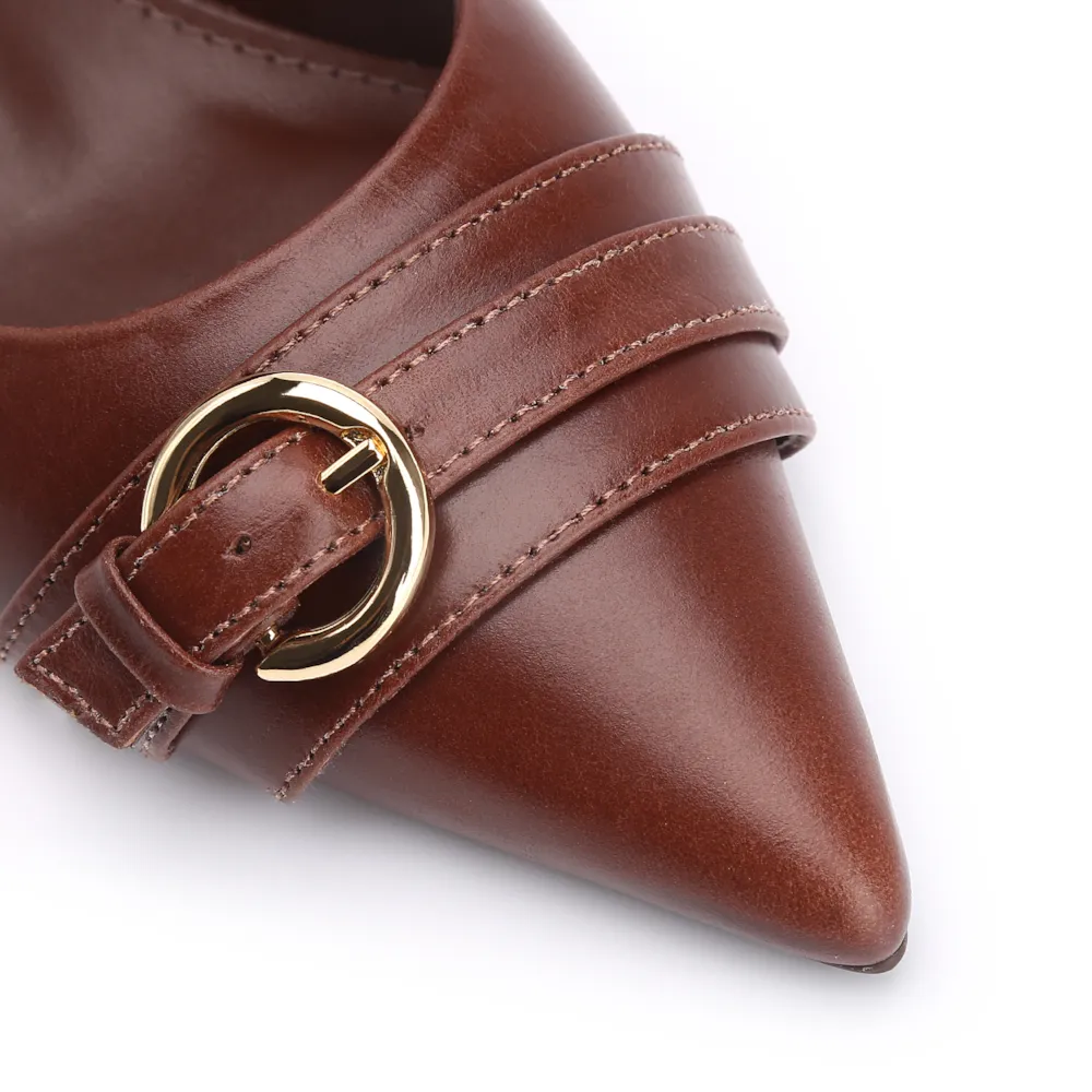 Scarpin Fivela Couro Marrom - imagem 6