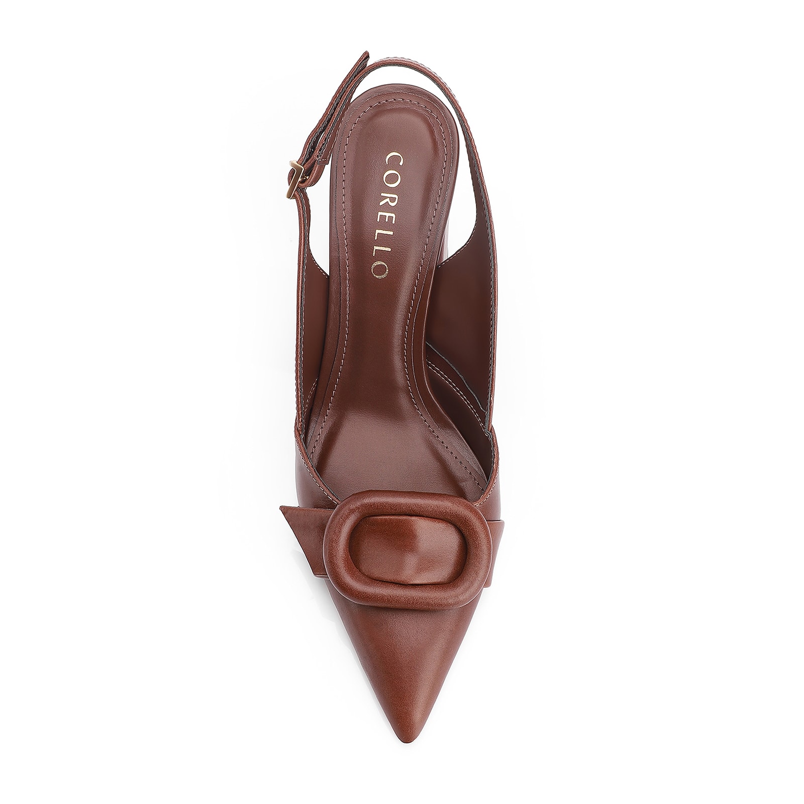 Scarpin Fivela Couro Marrom