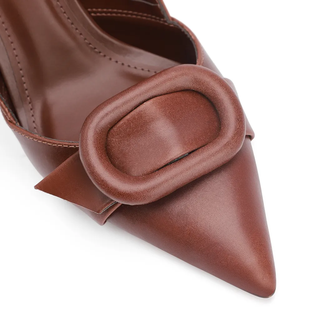 Scarpin Fivela Couro Marrom - imagem 7