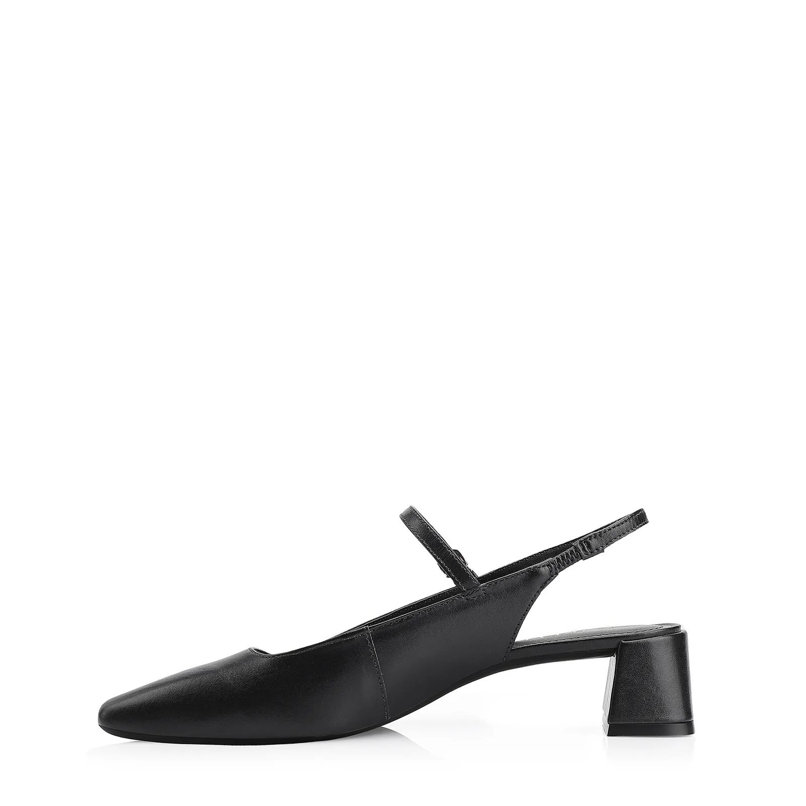 Scarpin Fivela Couro Preto