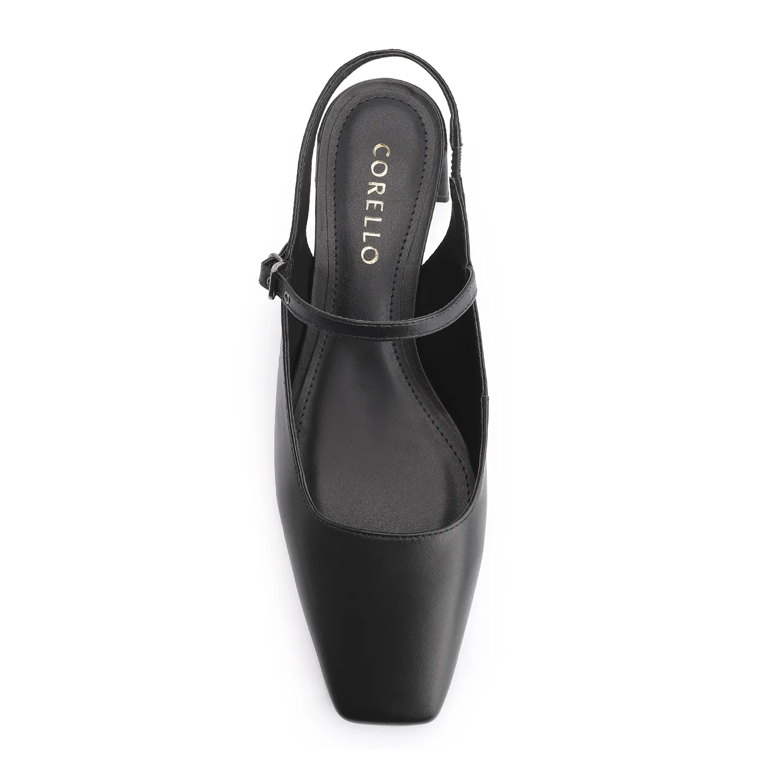 Scarpin Fivela Couro Preto