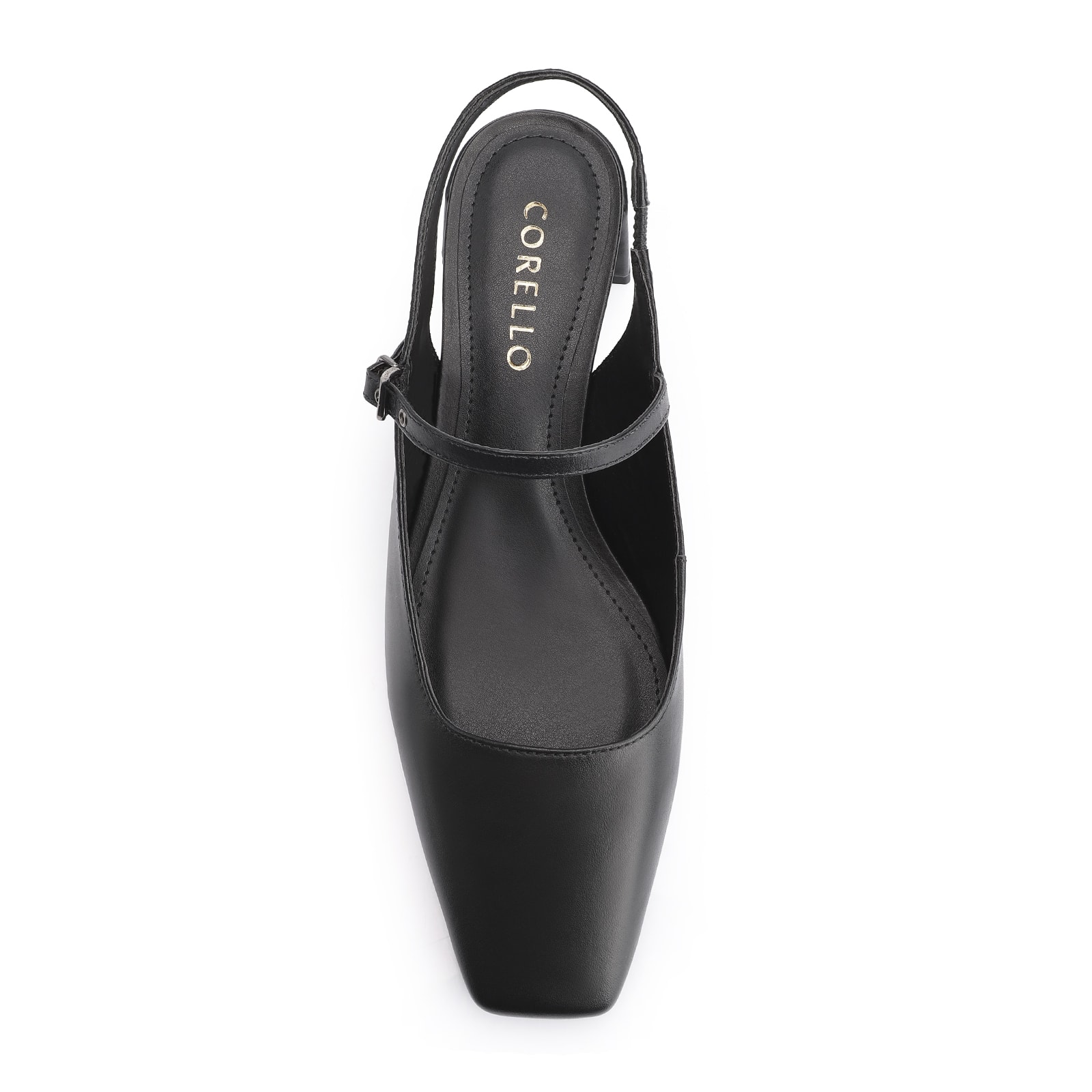 Scarpin Fivela Couro Preto