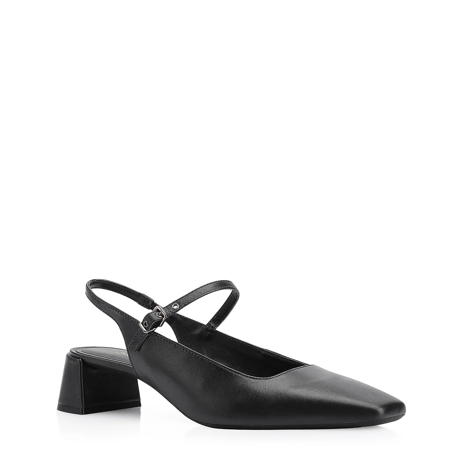 Scarpin Fivela Couro Preto