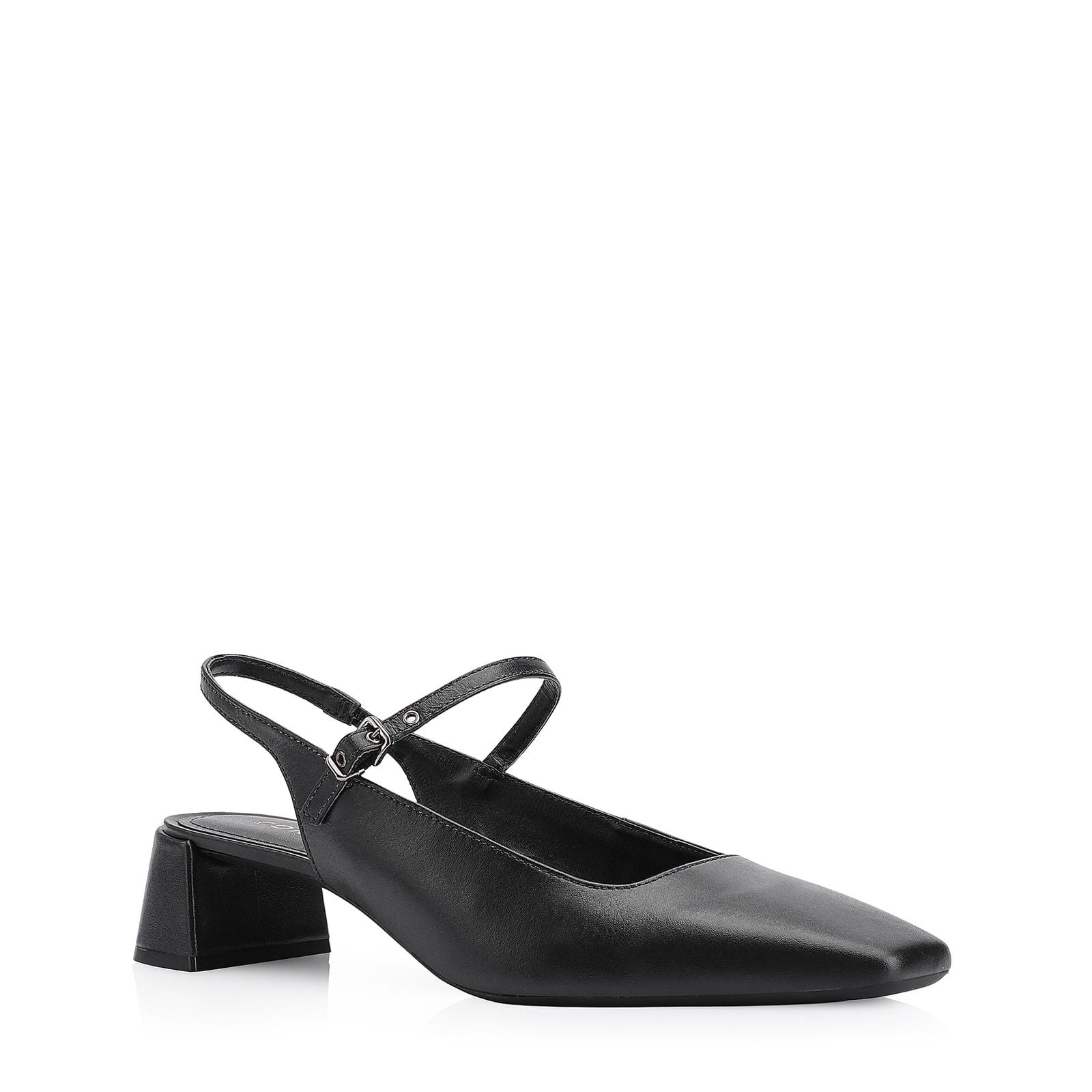 Scarpin Fivela Couro Preto