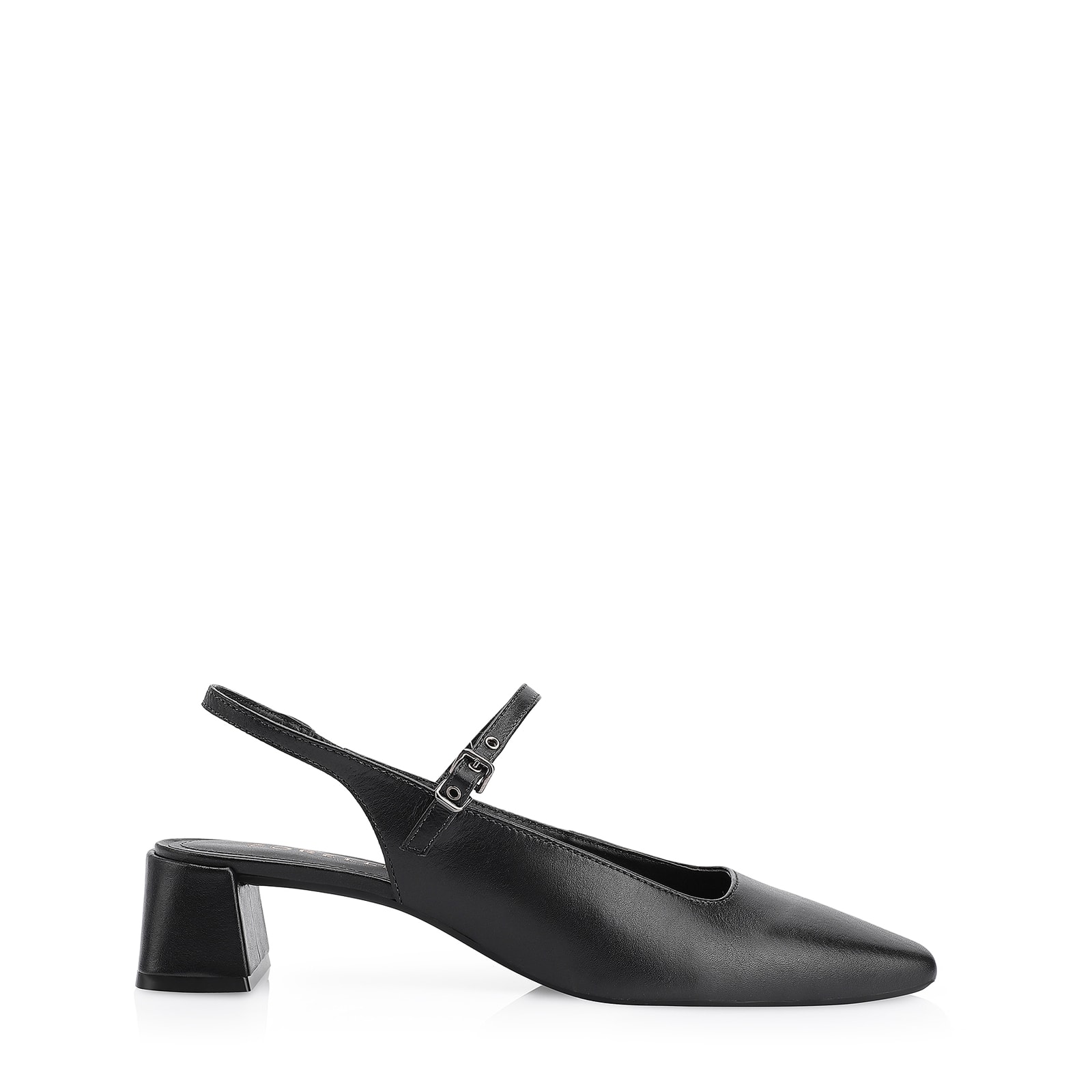 Scarpin Fivela Couro Preto
