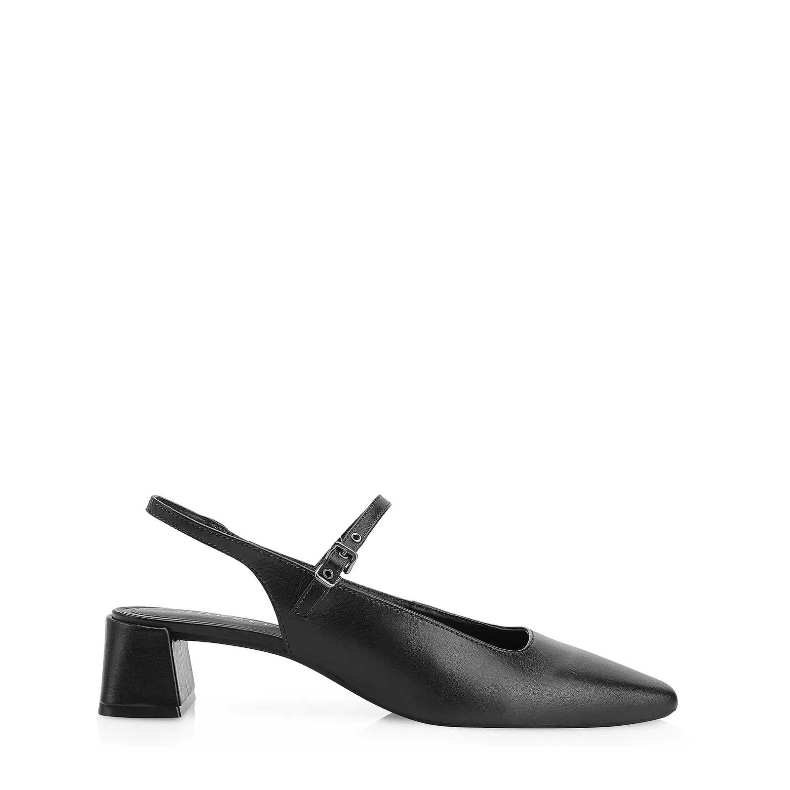 Scarpin Fivela Couro Preto
