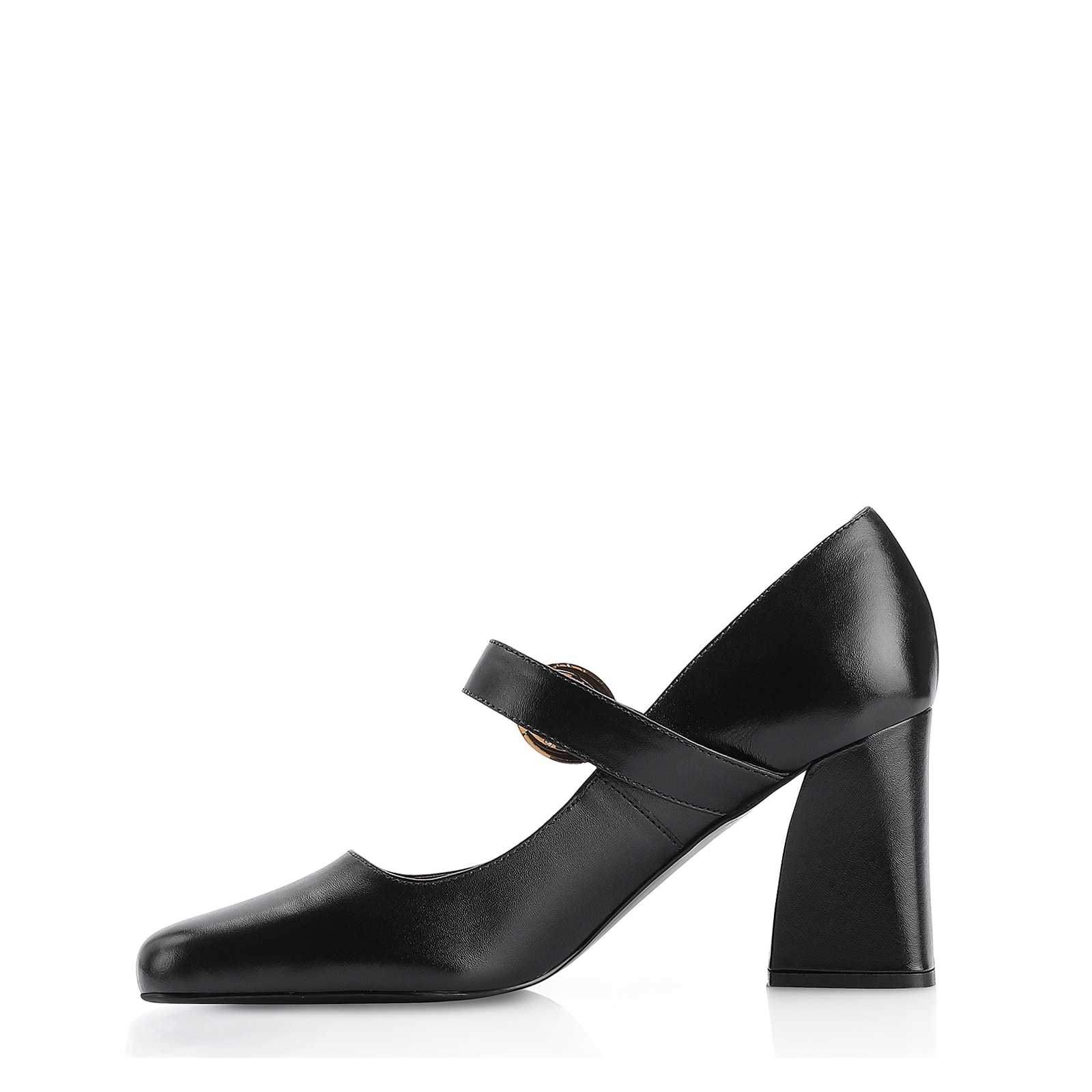 Scarpin Fivela Couro Preto