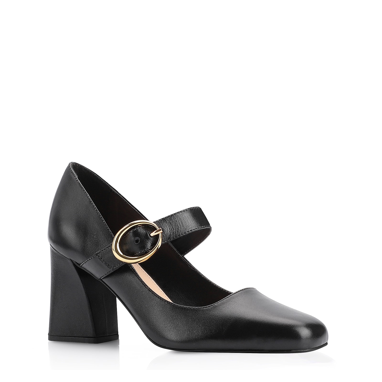 Scarpin Fivela Couro Preto