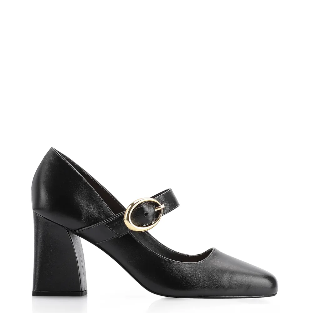 Scarpin Fivela Couro Preto - imagem 2