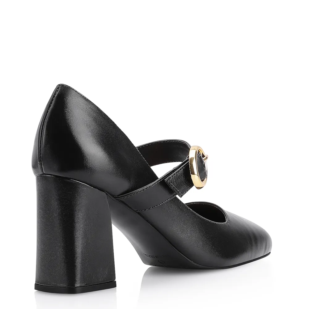 Scarpin Fivela Couro Preto - imagem 3