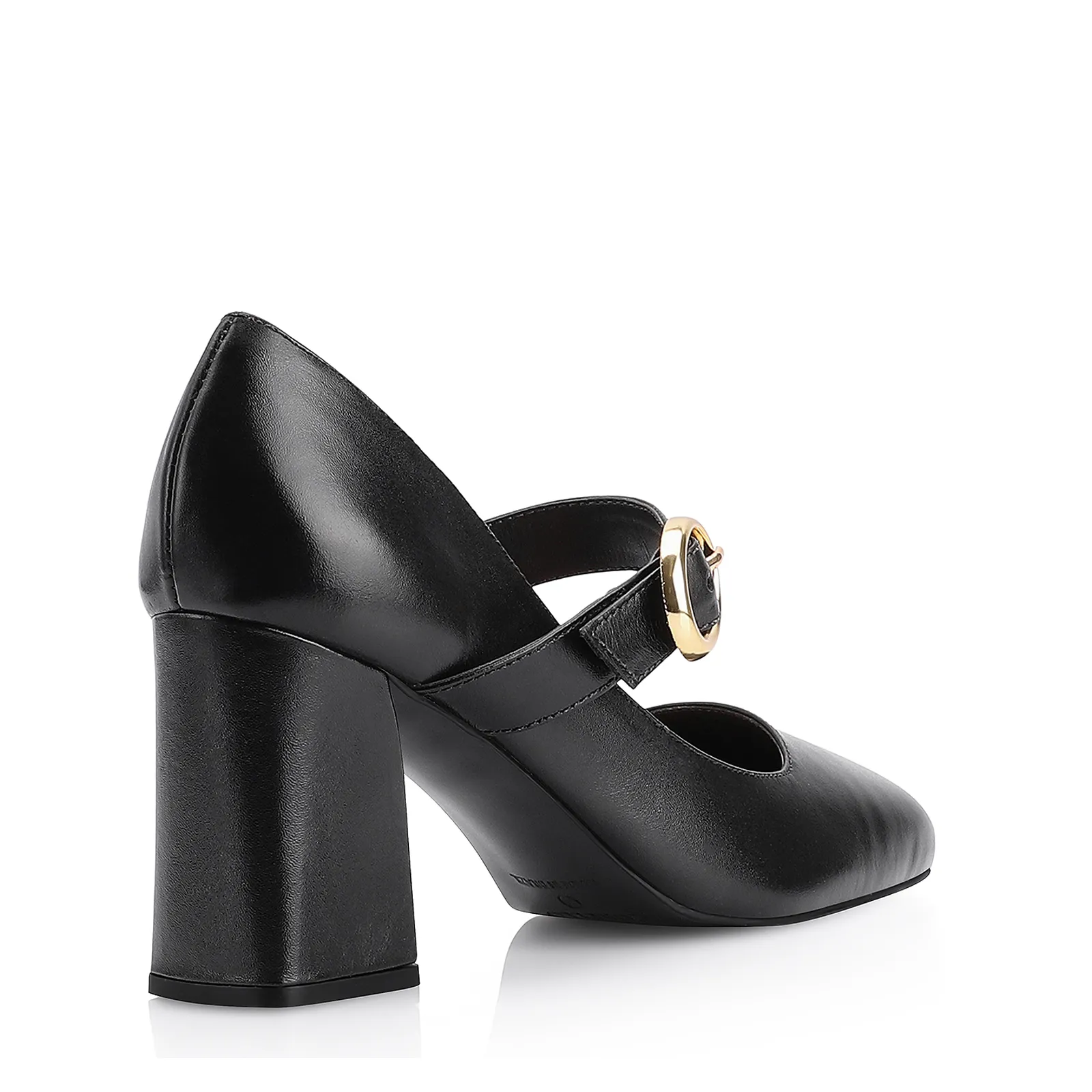 Scarpin Fivela Couro Preto