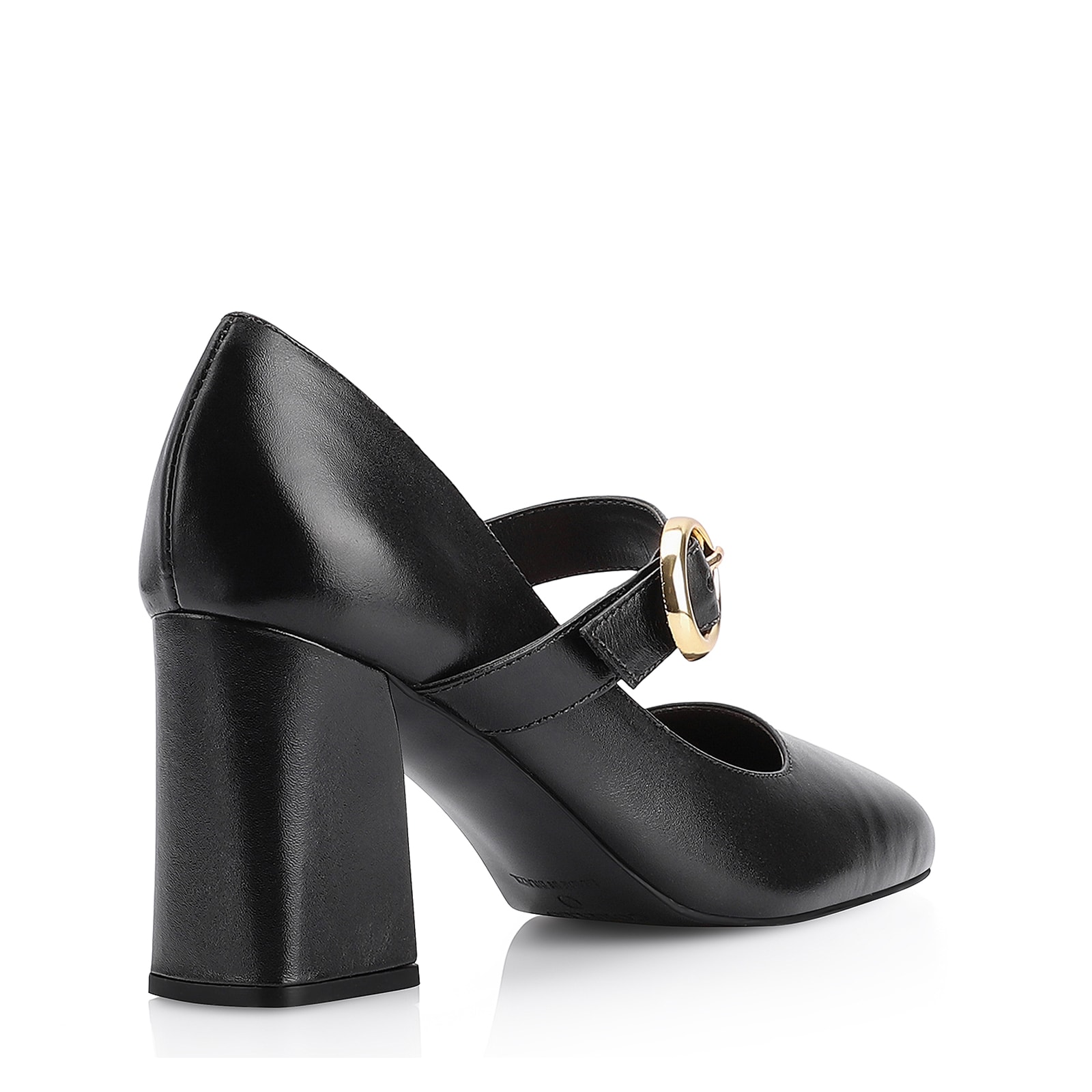 Scarpin Fivela Couro Preto