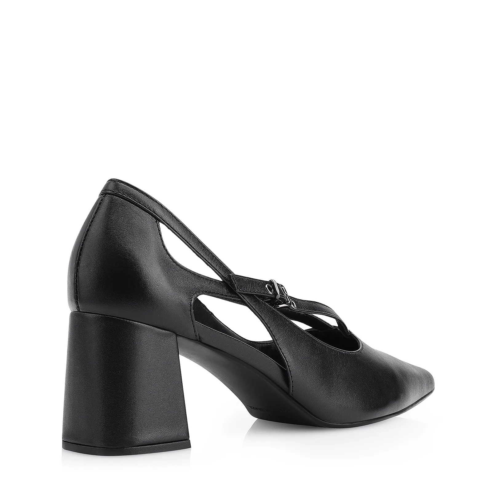 Scarpin Fivela Couro Preto