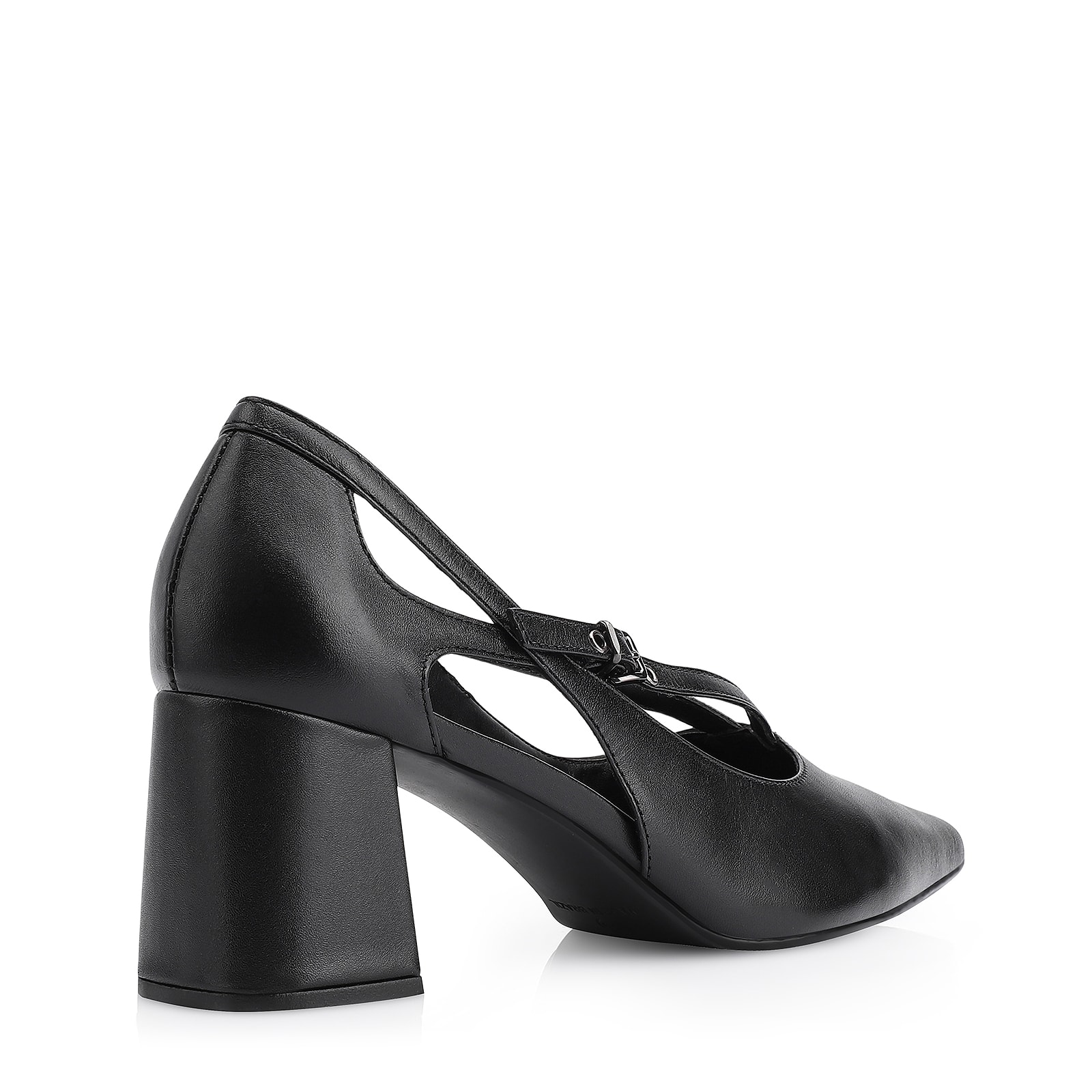 Scarpin Fivela Couro Preto