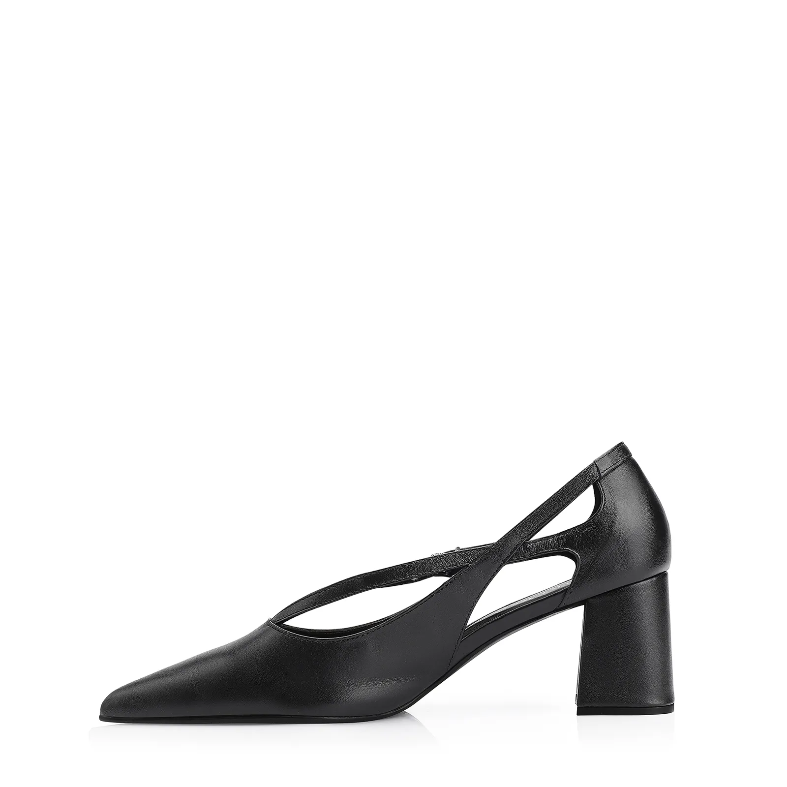 Scarpin Fivela Couro Preto